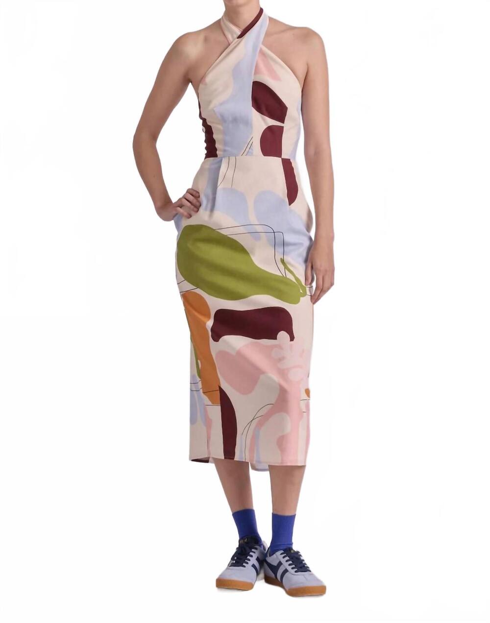 NEW DE LORETA del georgia dress in hojas white